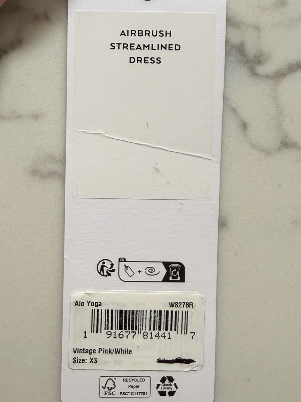 Alo Yoga Airbrush Streamlined Dress - Vintage Pink / White - Size XS - Picture 3 of 5